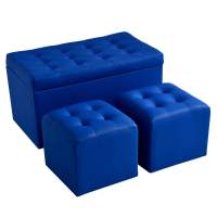 Zestaw sof (jeden stołek + 2 stołki kwadratowe), niebieski
