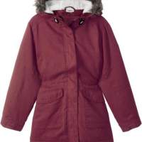 Dziecięca kurtka przejściowa dla dziewczynek z modnym czerwonym kapturem