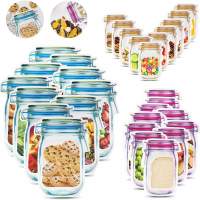JIPRENS - 30 bolsas con cremallera para tarro de albañil, bolsas de almacenamiento para alimentos, bolsas reutilizables para con
