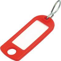 Key ring made of soft plastic with red S-hook with label strip, 100 pieces.