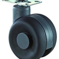 Plastic double castor, height: 80mm, wheel Ø: 60mm, plate size: 47x47mm, 40kg
