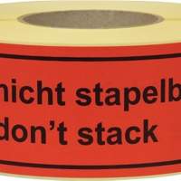 Information label Not stackable L.145 mm, W.70mm red 1000 pcs./roll