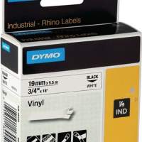 Tape w.19mm/l.5.5m vinyl label black on white, 5 pcs.