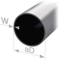 Round cupboard tube, steel, silver-colored, wall thickness 0.8mm, 2.5m, 10 pieces