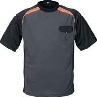 T-Shirt Gr.XL dunkelgrau/schwarz/orange 50%PES/50%CoolDry mit Brusttasche