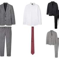 Erkek takım elbise stokta kalan takım elbise 2'li set, 4'lü set, ceket, pantolon, gömlek, kravat karışımı